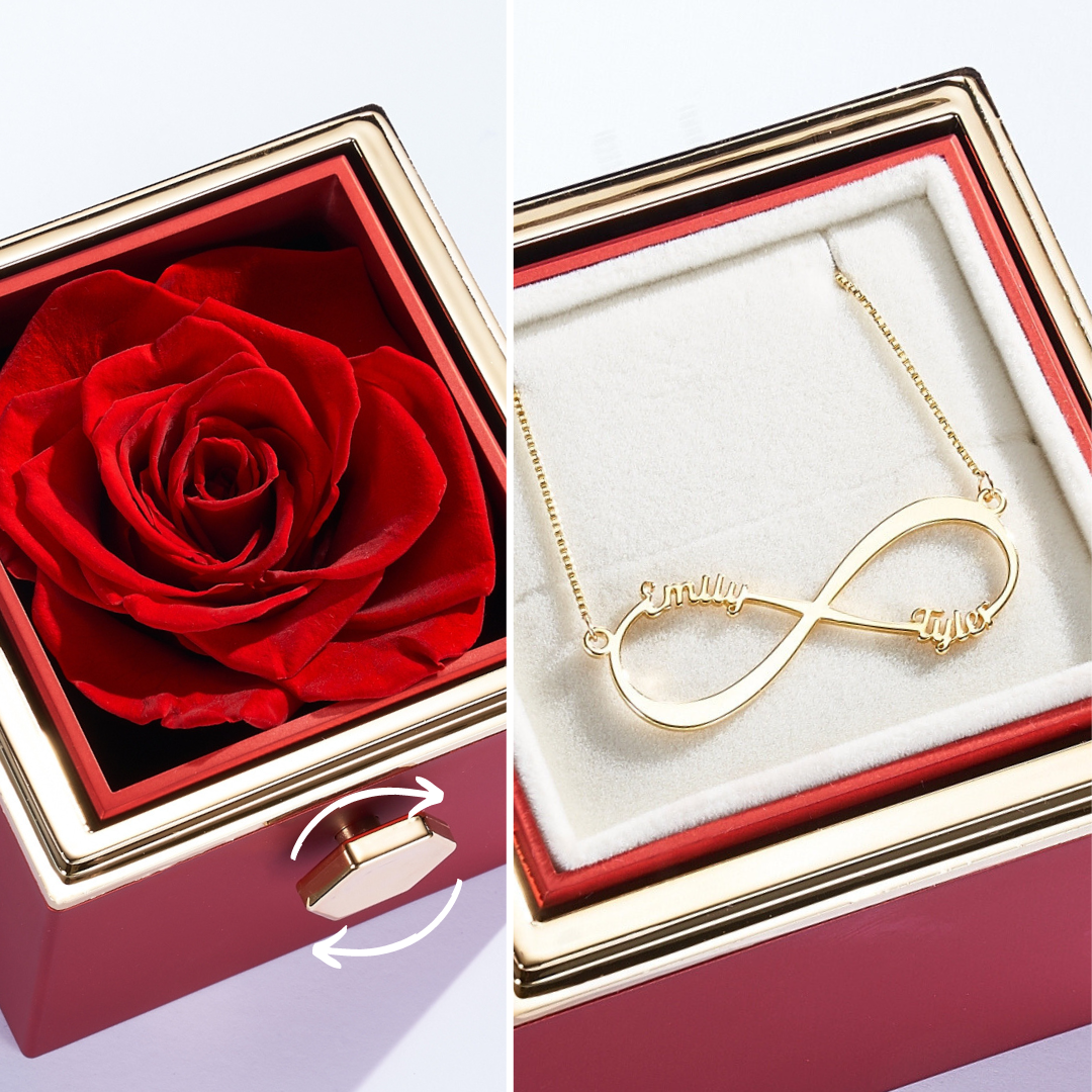 Eternal Rose Box & Infinity Name Necklace
