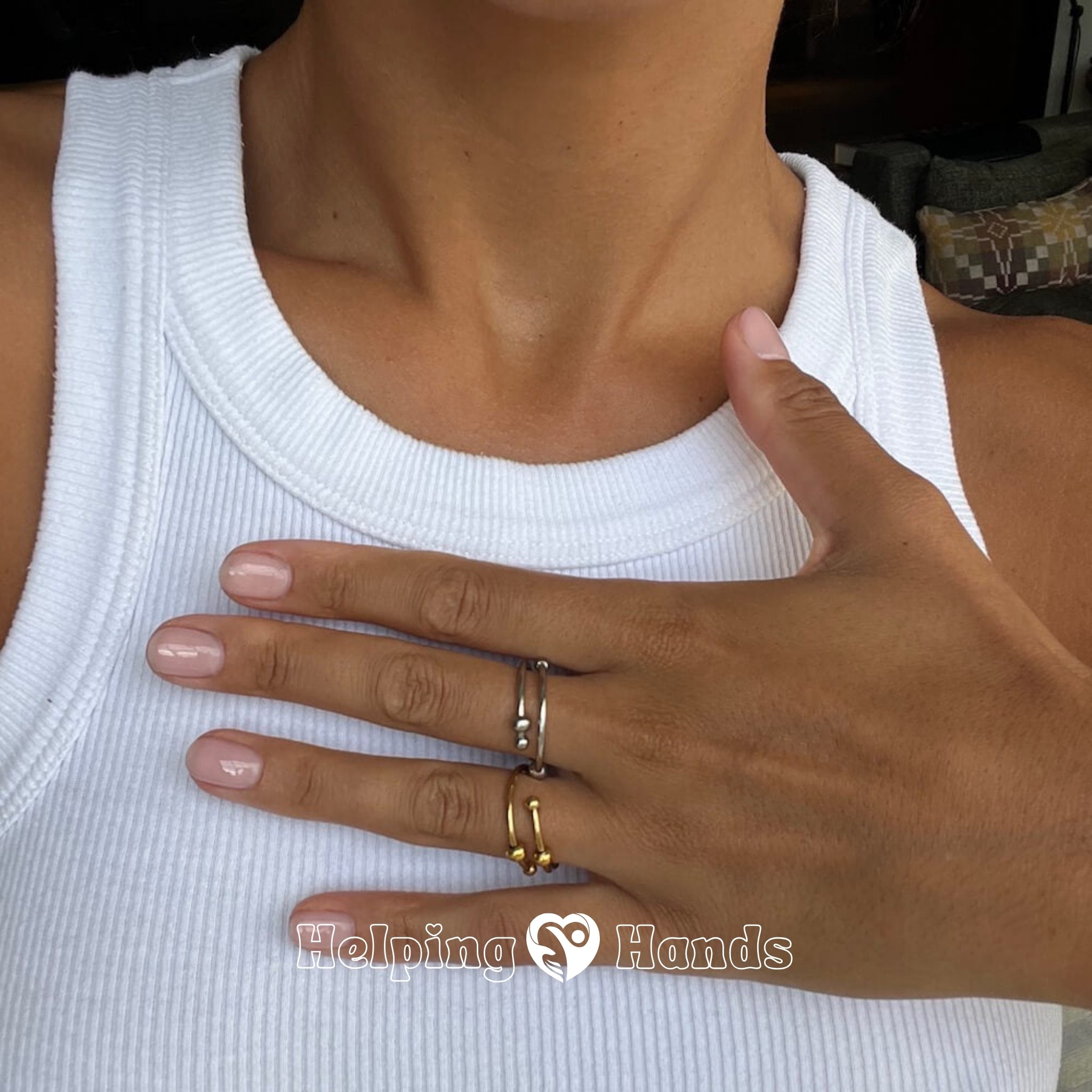 Modern Gold ring with stacked ball accents

