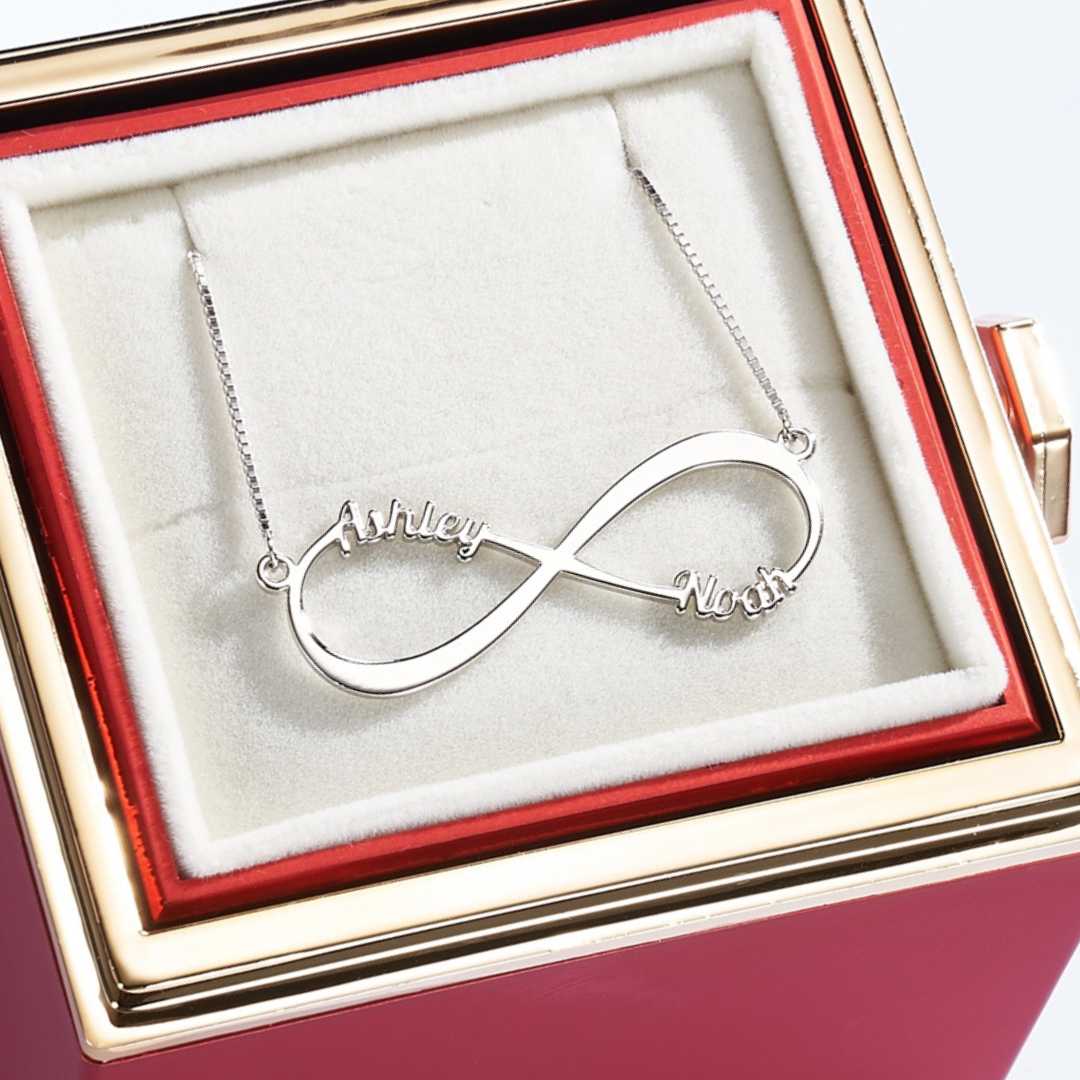 Eternal Rose Box & Infinity Name Necklace