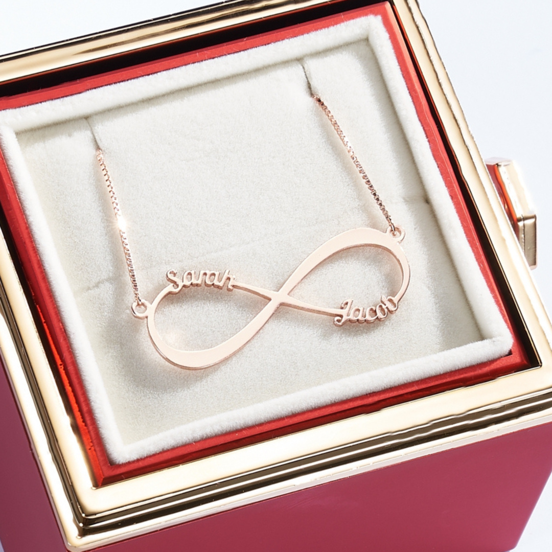 Eternal Rose Box & Infinity Name Necklace