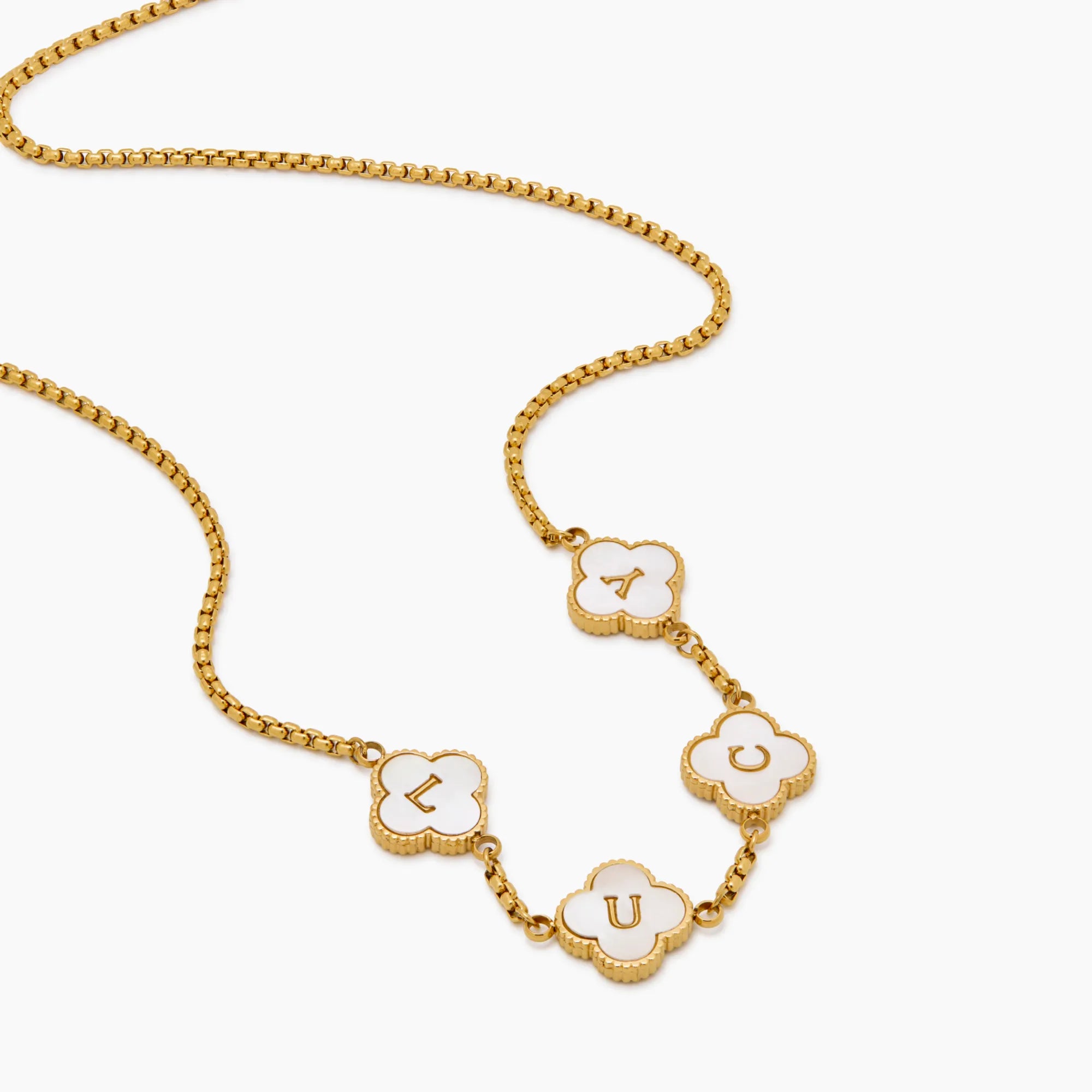 Pearl Clover Custom Name Necklace