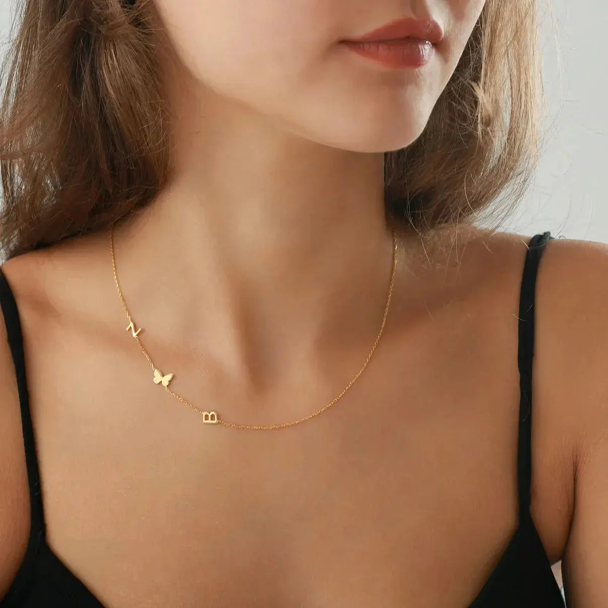 Personalized Necklace with Side Initials