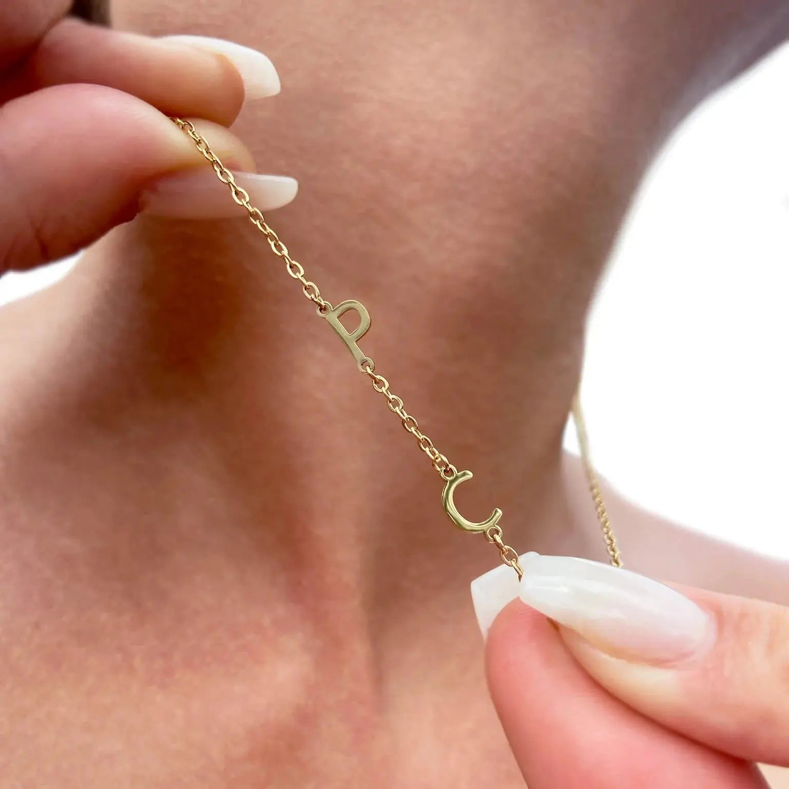 Personalized Necklace with Side Initials