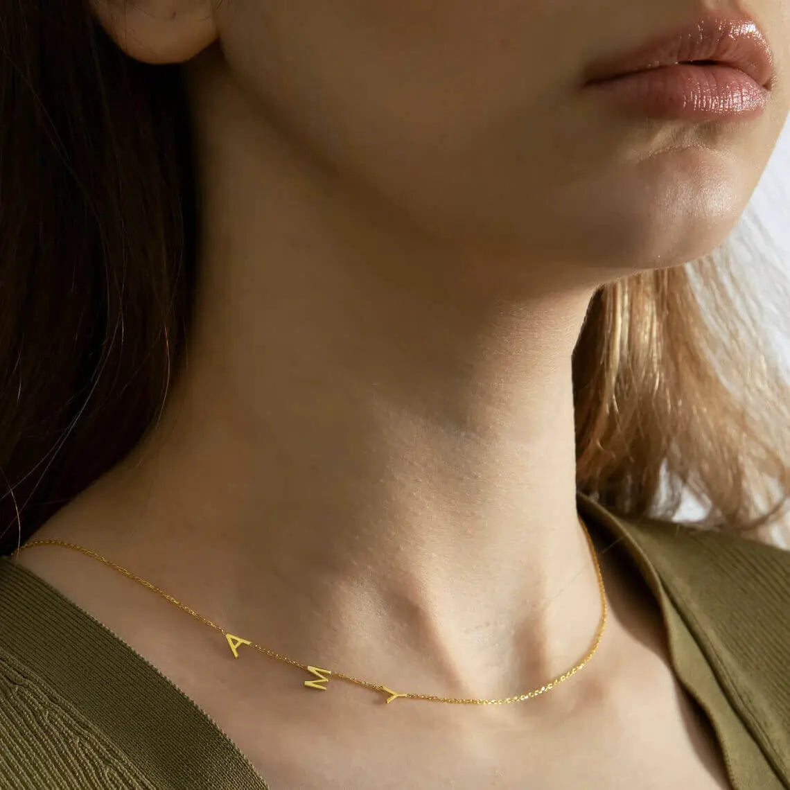 Personalized Necklace with Side Initials