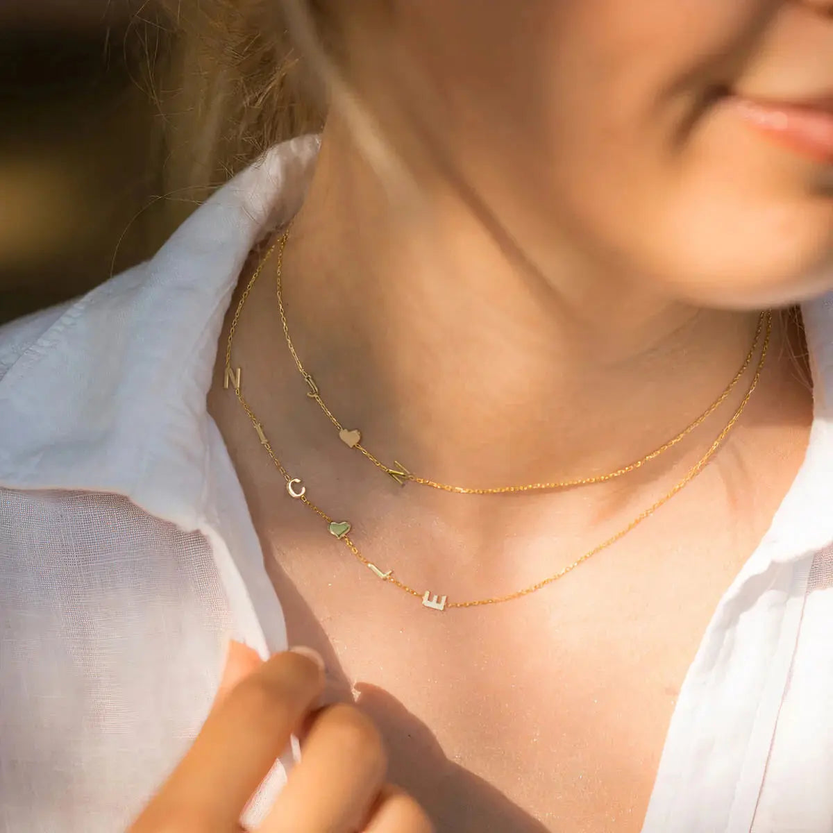 Personalized Necklace with Side Initials