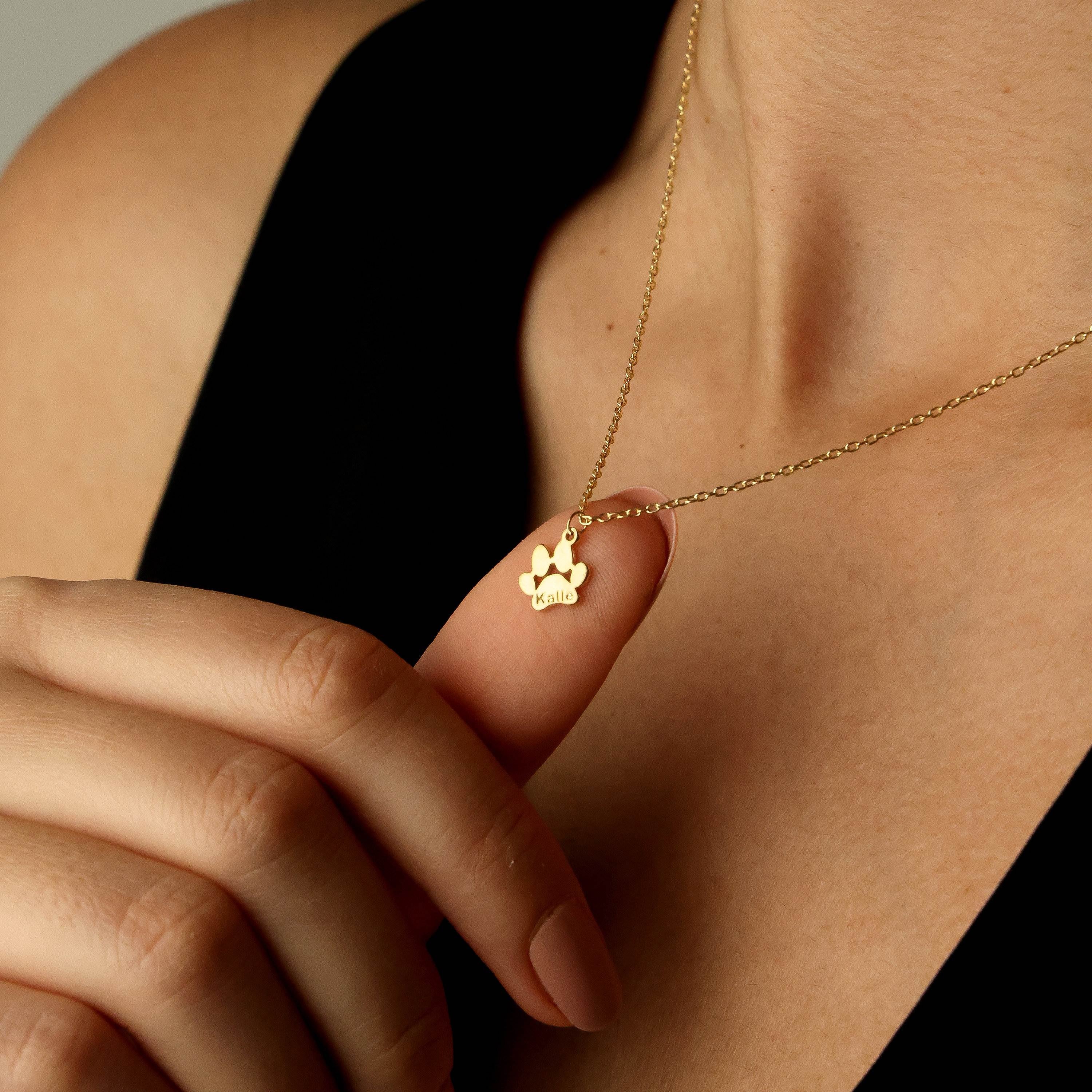 Paw Print Name Necklace