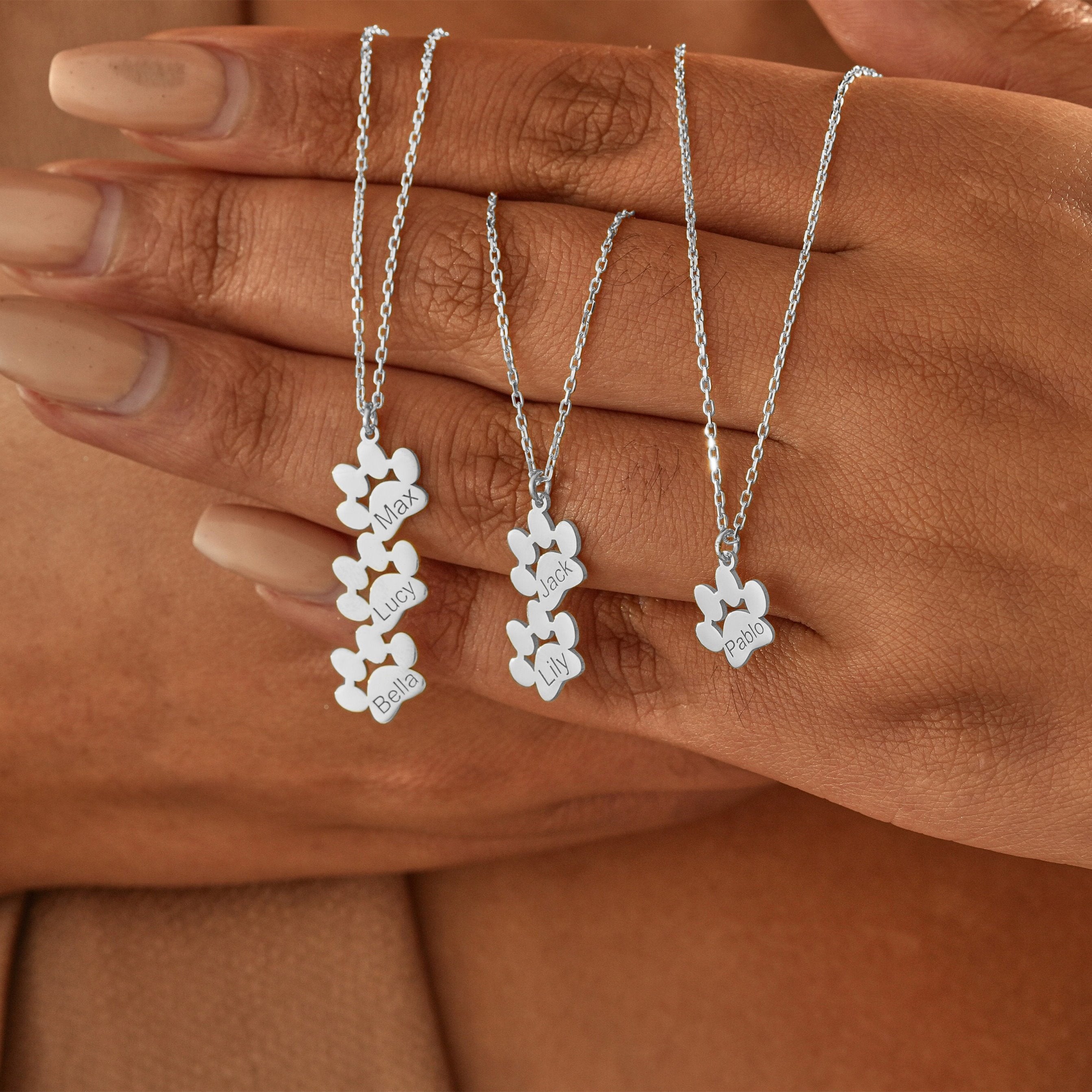 Paw Print Name Necklace