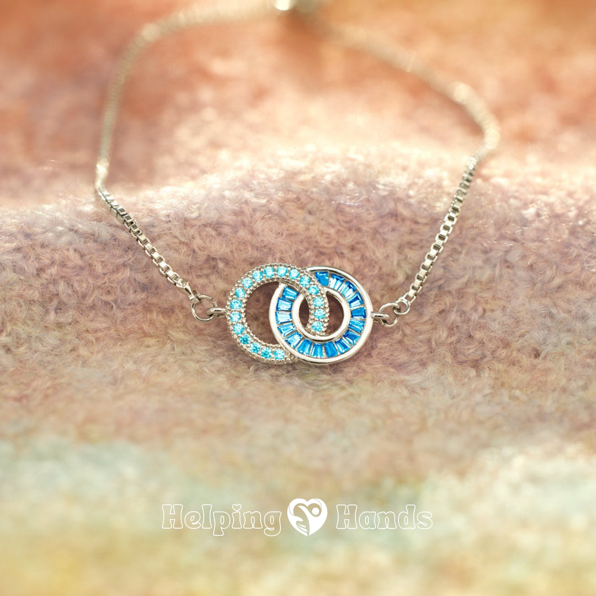 Adjustable chain bracelet with turquoise and sapphire accents

