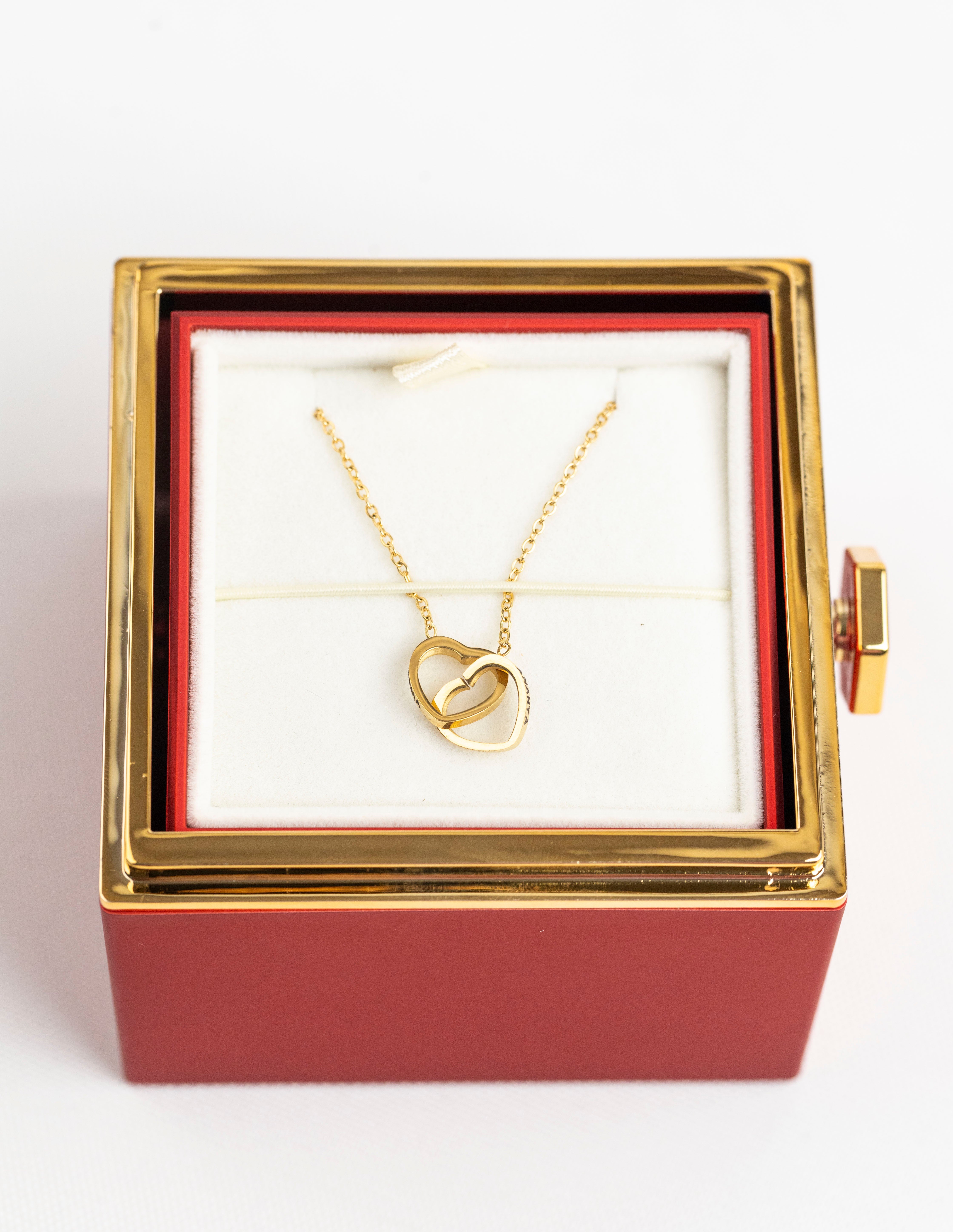 Original Preserved Rose Box & Premium Personalized Necklace