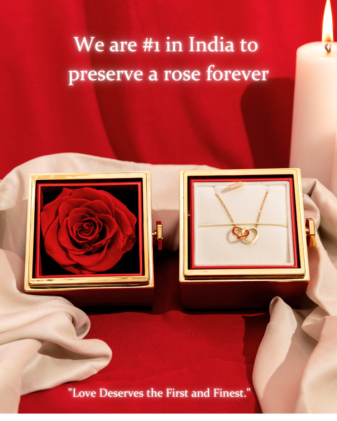 Original Preserved Rose Box & Premium Personalized Necklace