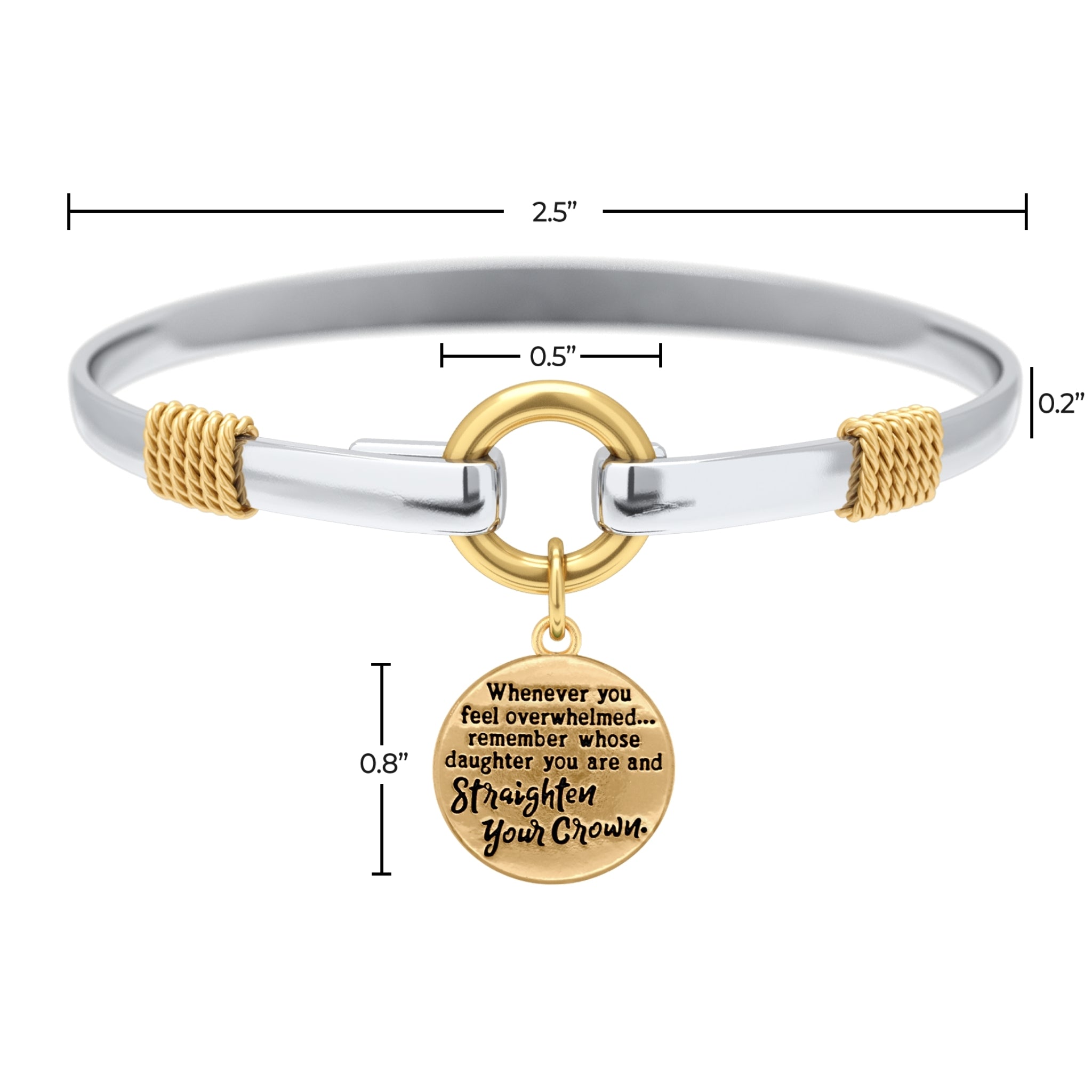 Engraved charm bracelet with motivational message

