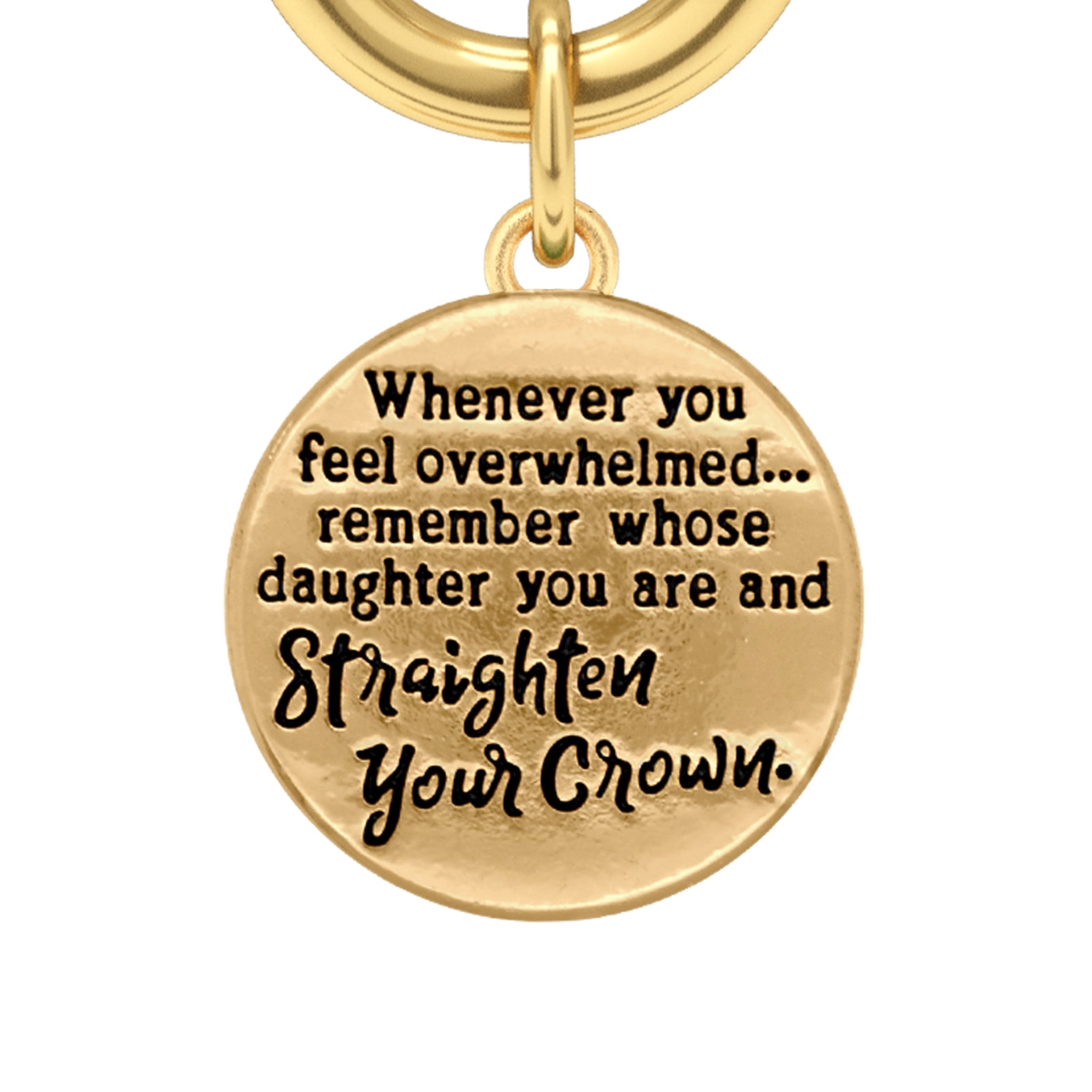 Bangle bracelet with round quote pendant

