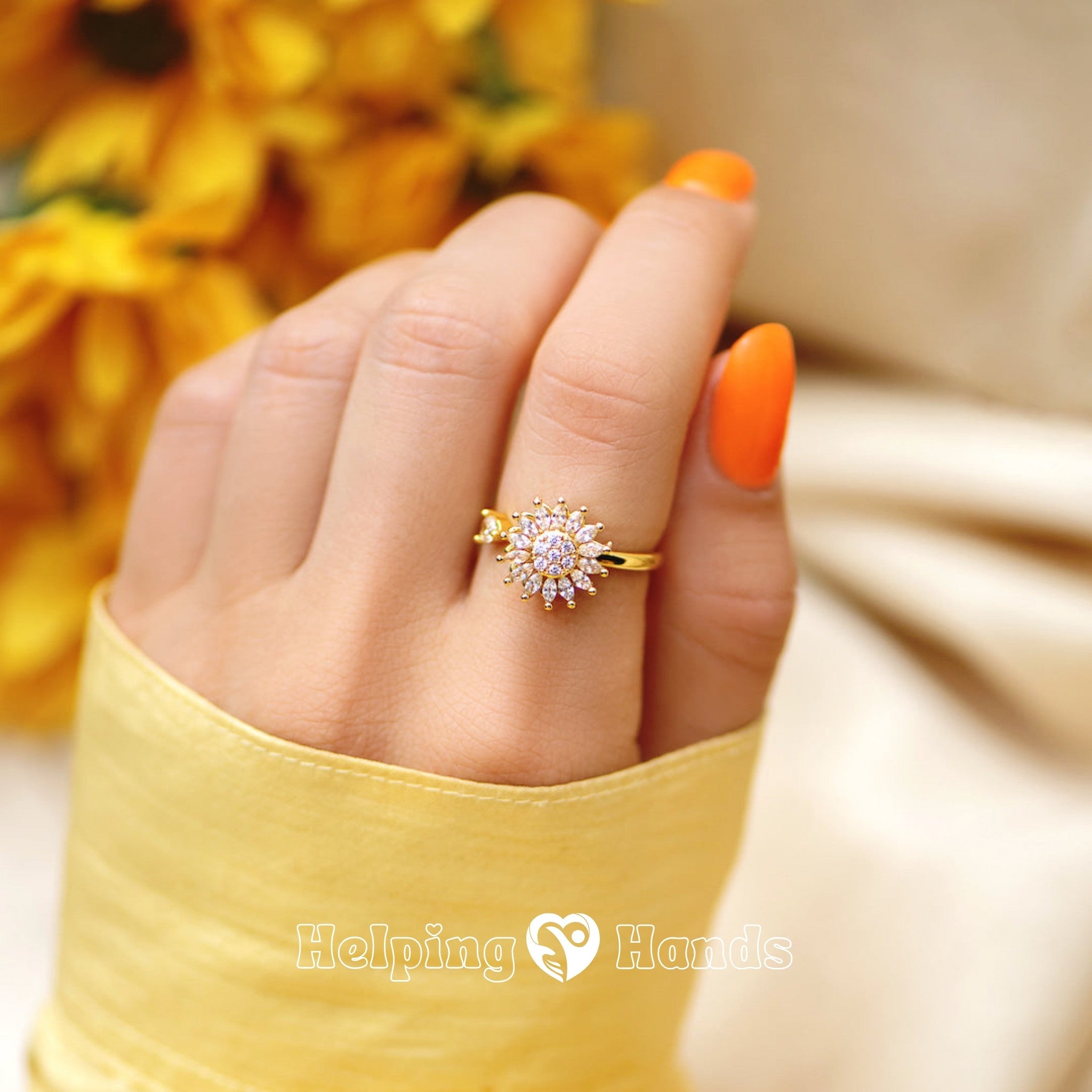 To My Daughter - Crystal Sunflower Fidget Ring