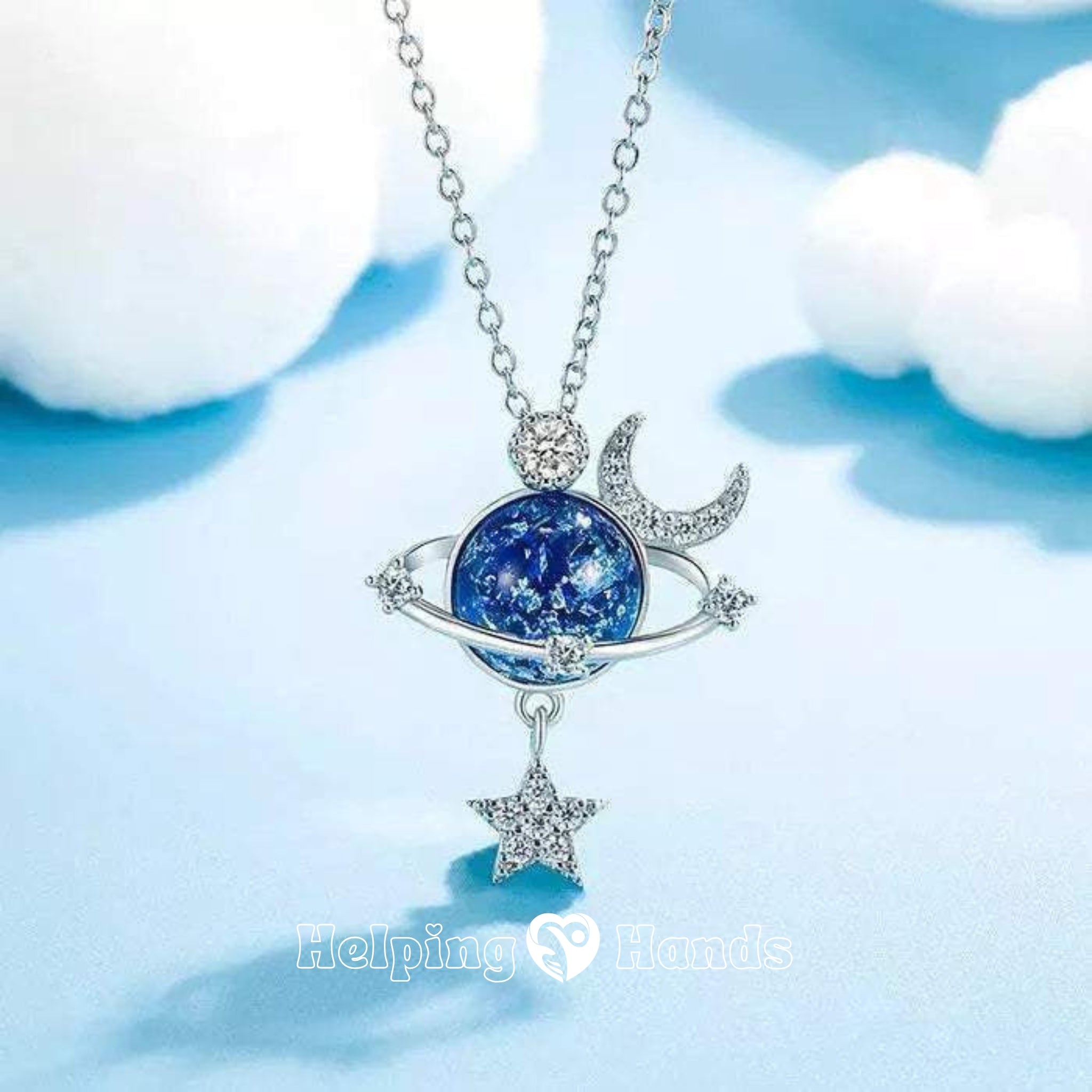 Blue cosmic necklace with star charm for daughter

