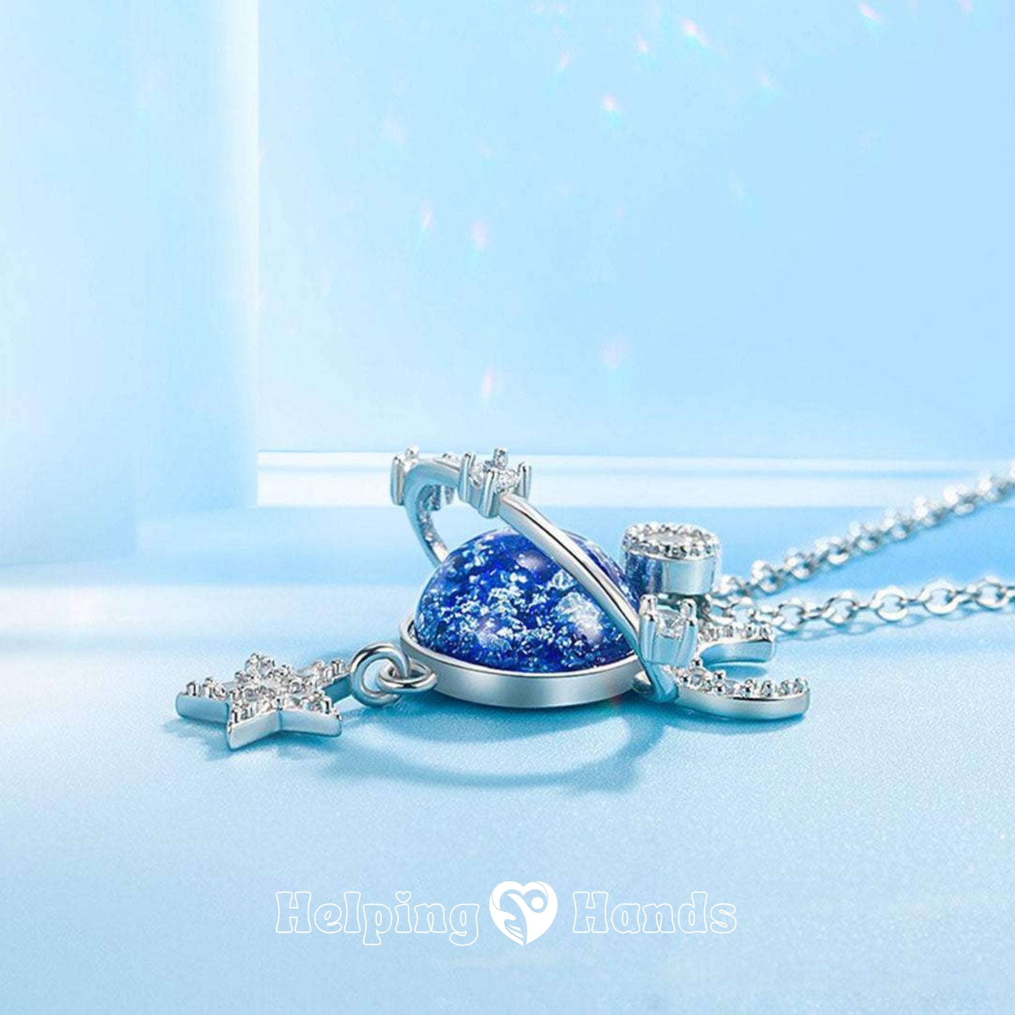 Dainty silver necklace with universe design

