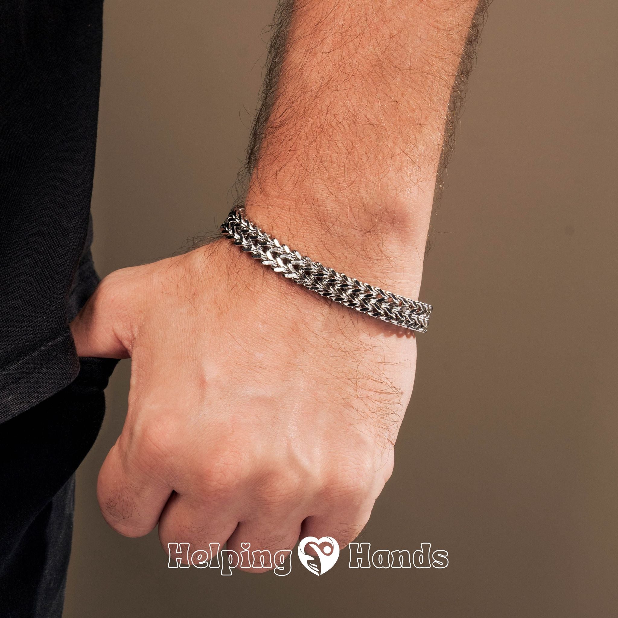 Silver chain bracelet with engraved love you forever clasp

