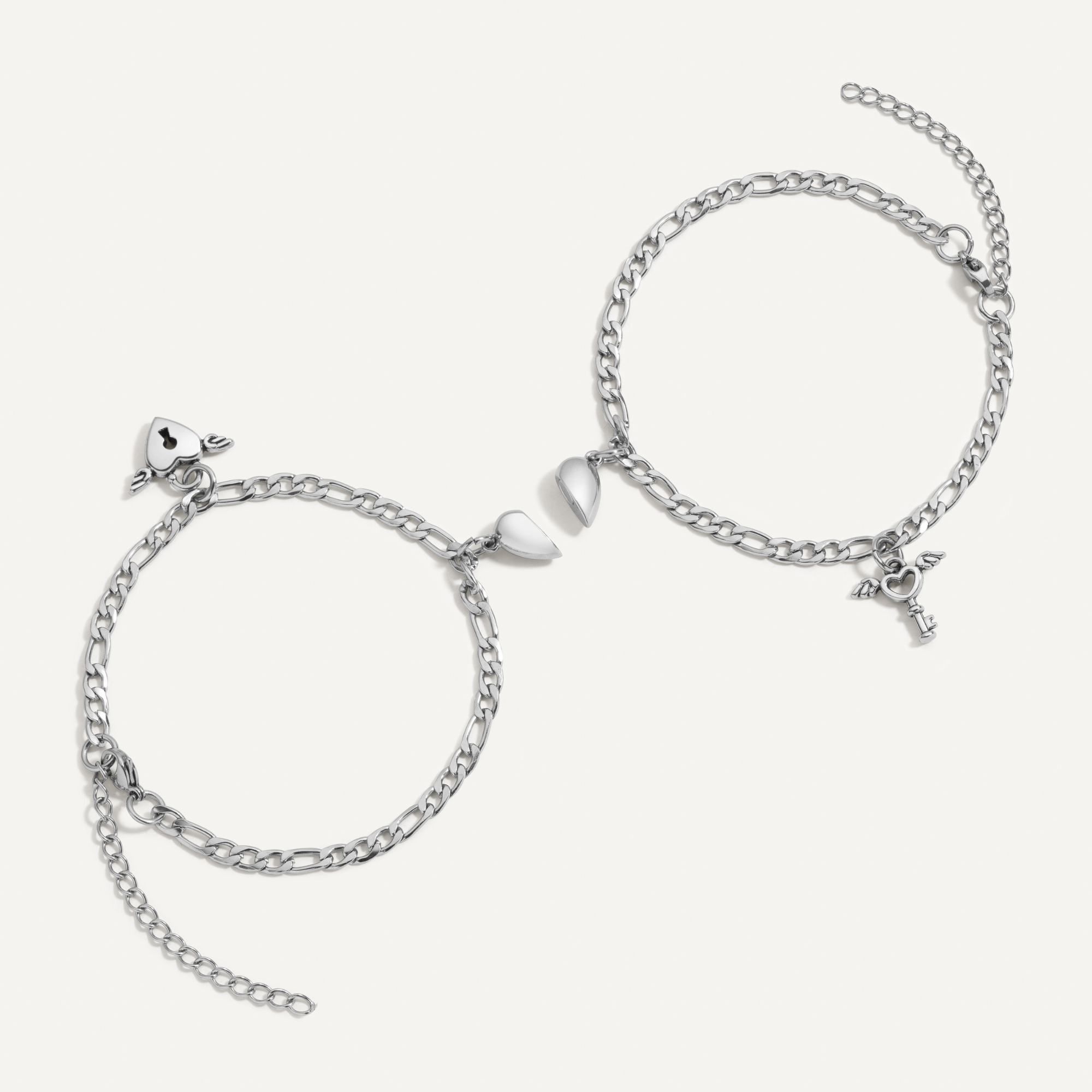 Made up of Stainless steel , Steel Magnetic Love Chain Bracelet Set