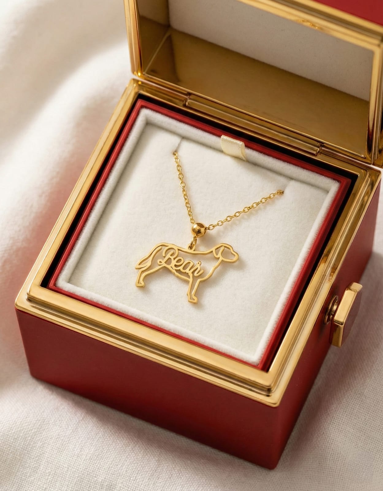 Dog Breed & Name Necklace (With Preserved Rose Box)