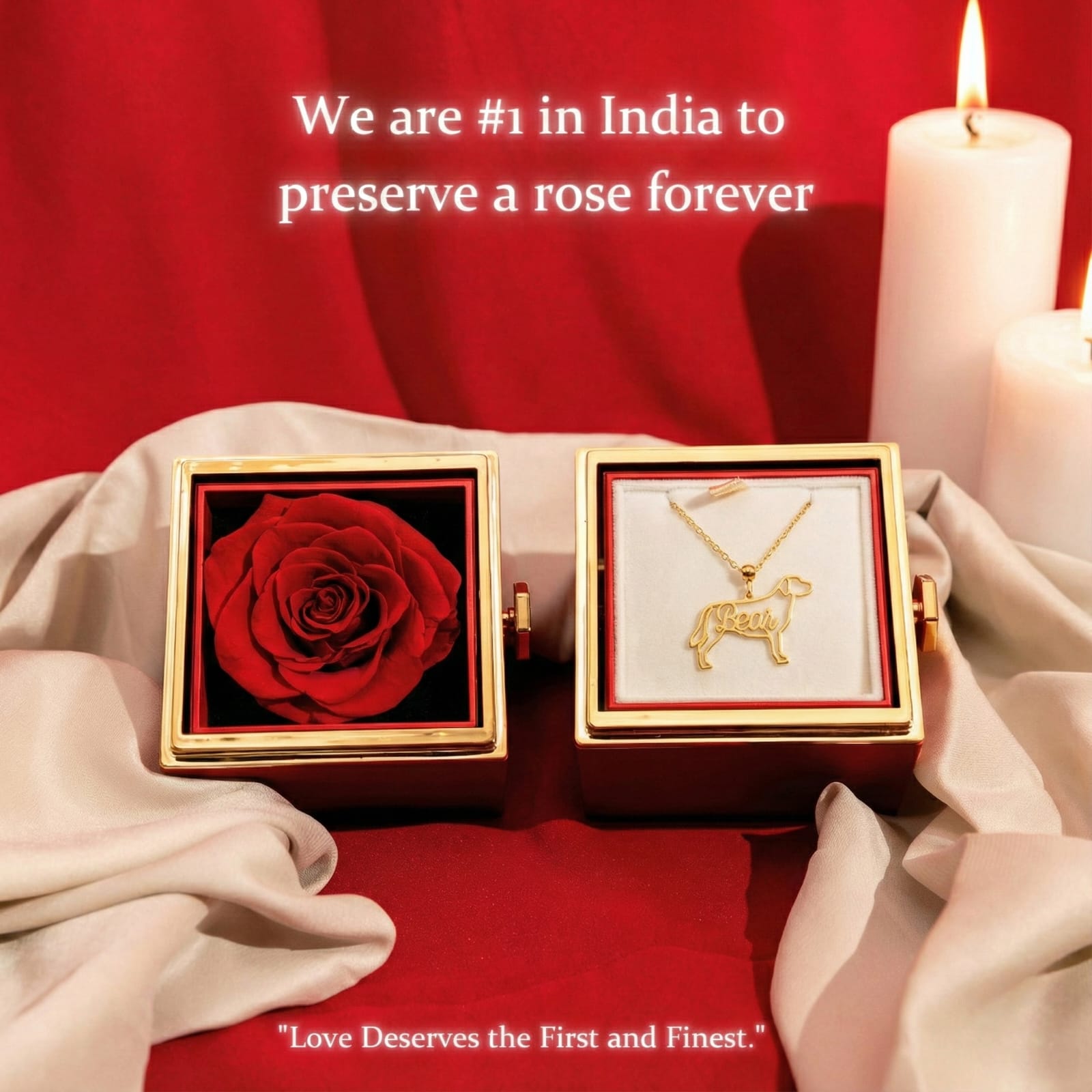 Dog Breed & Name Necklace (With Preserved Rose Box)